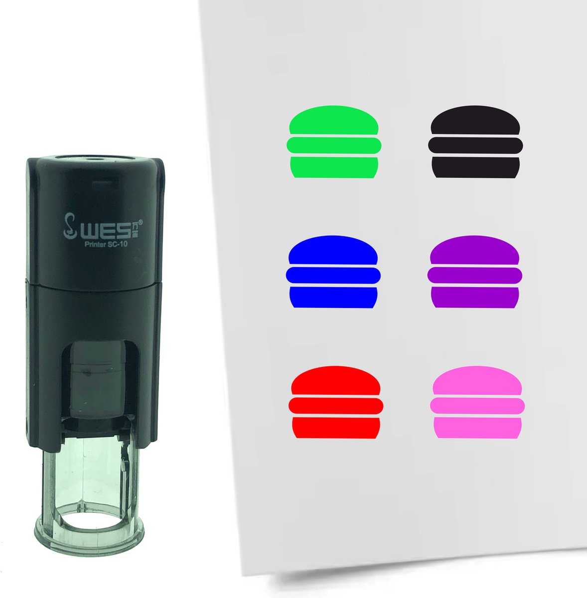 CombiCraft Stempel Hamburger 10mm rond - paarse inkt