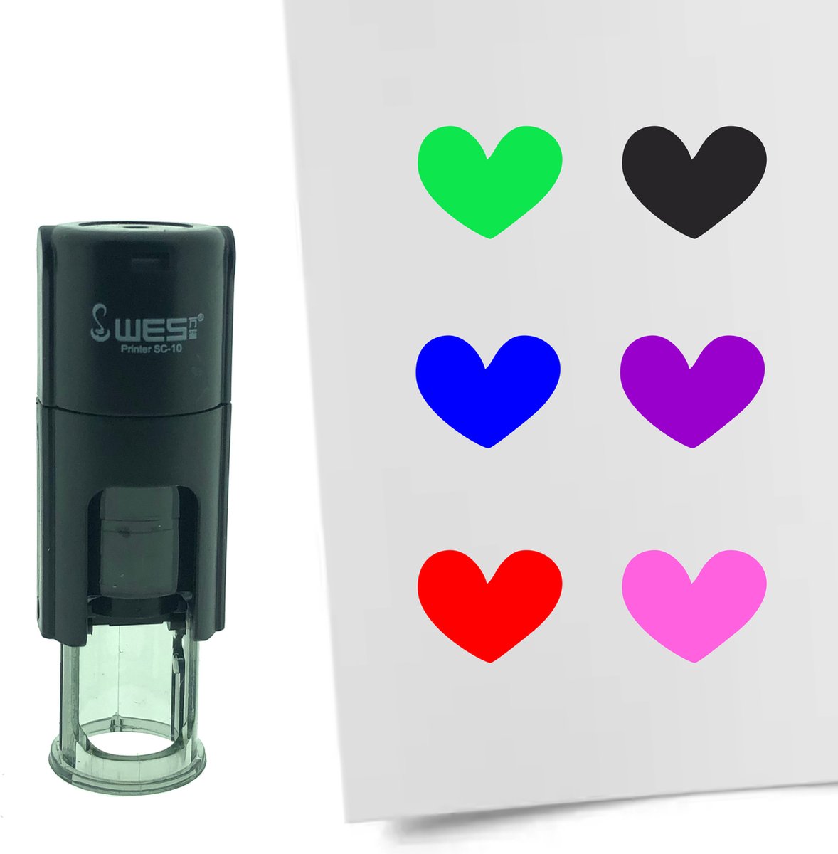 CombiCraft Stempel Hartje 10mm rond - rode inkt