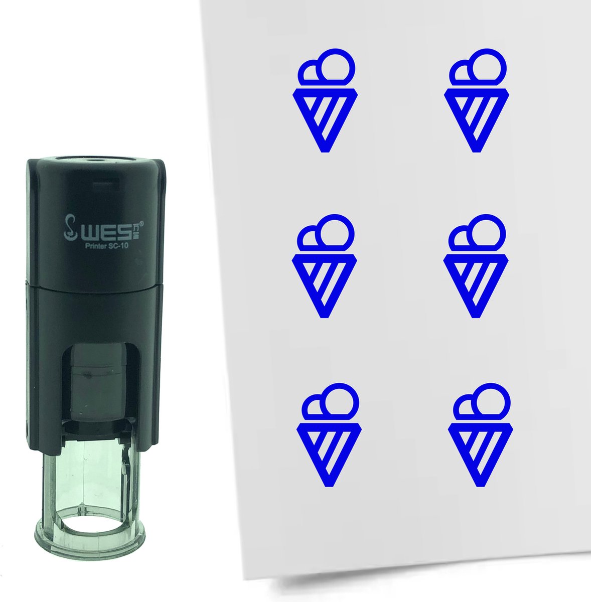 CombiCraft Stempel IJsje 10mm rond - blauwe inkt