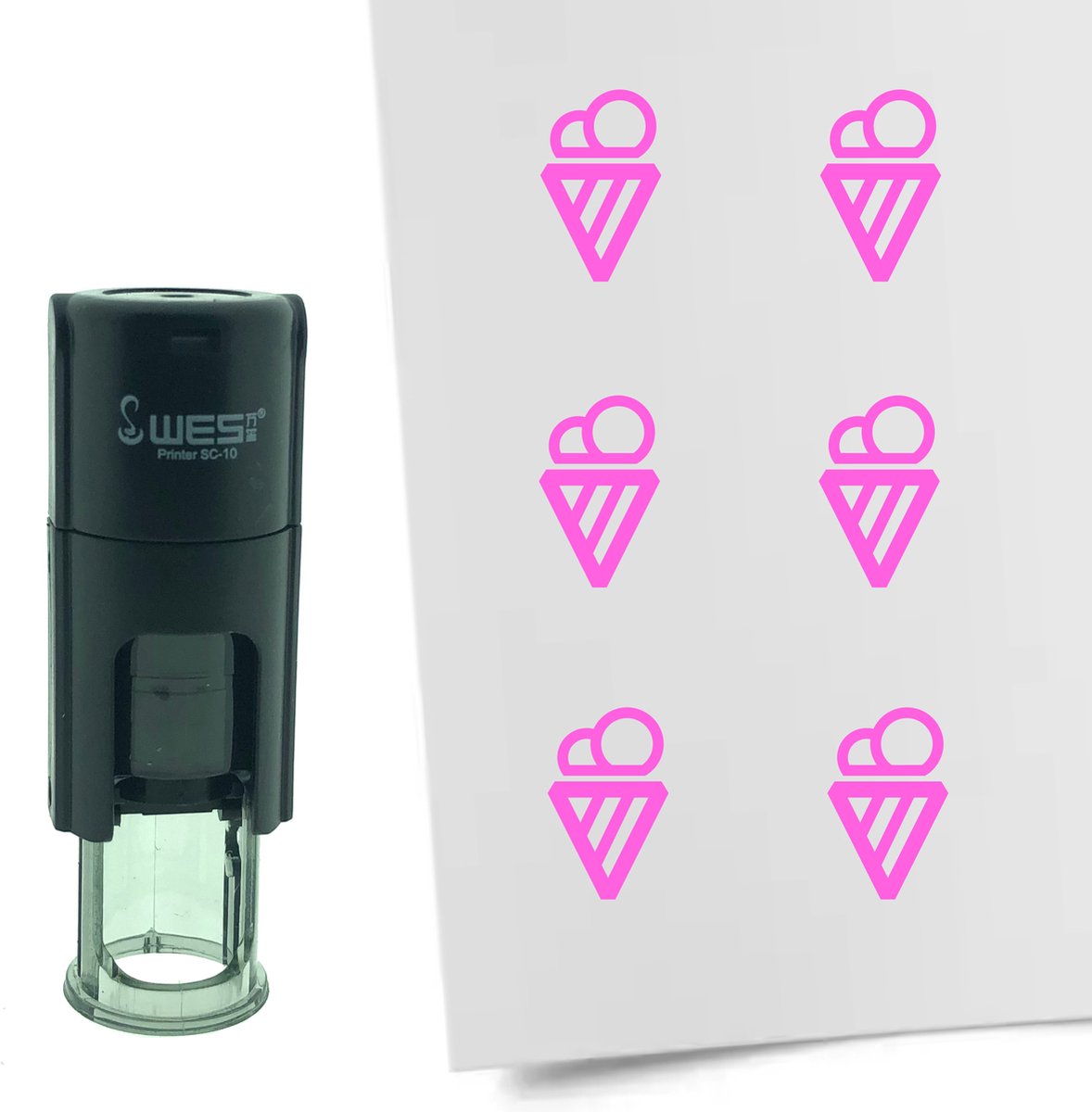 CombiCraft Stempel IJsje 10mm rond - roze inkt