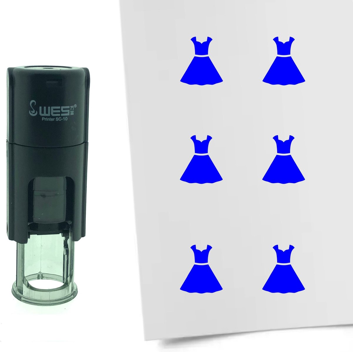 CombiCraft Stempel Jurk 10mm rond - Blauwe inkt