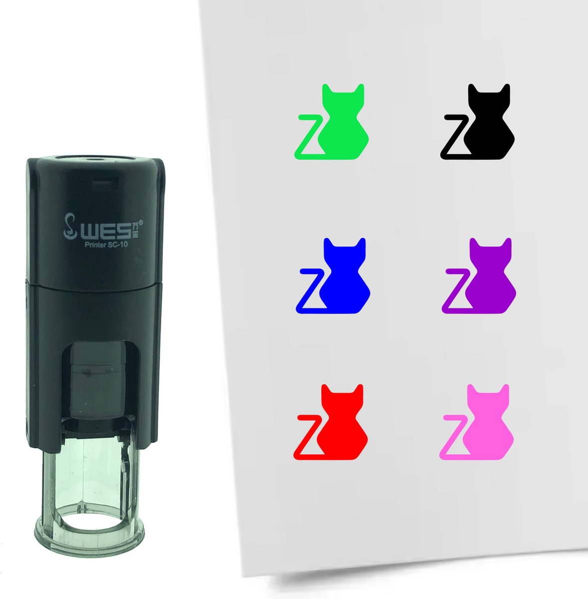 CombiCraft Stempel Kat 10mm rond - paarse inkt