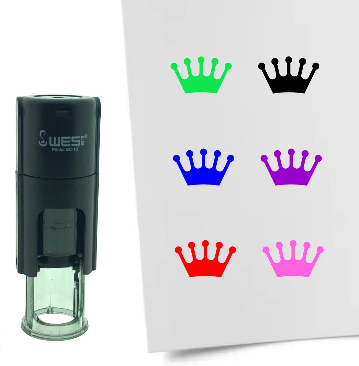 CombiCraft Stempel Kroon 10mm rond - blauwe inkt