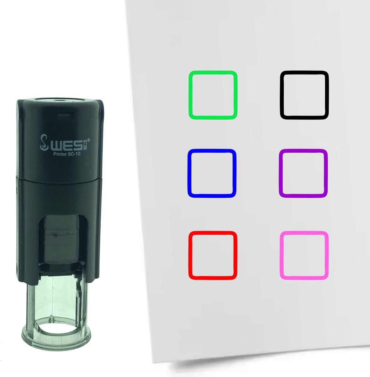 CombiCraft Stempel Lege checkbox of Vierkant 10mm rond - paarse inkt