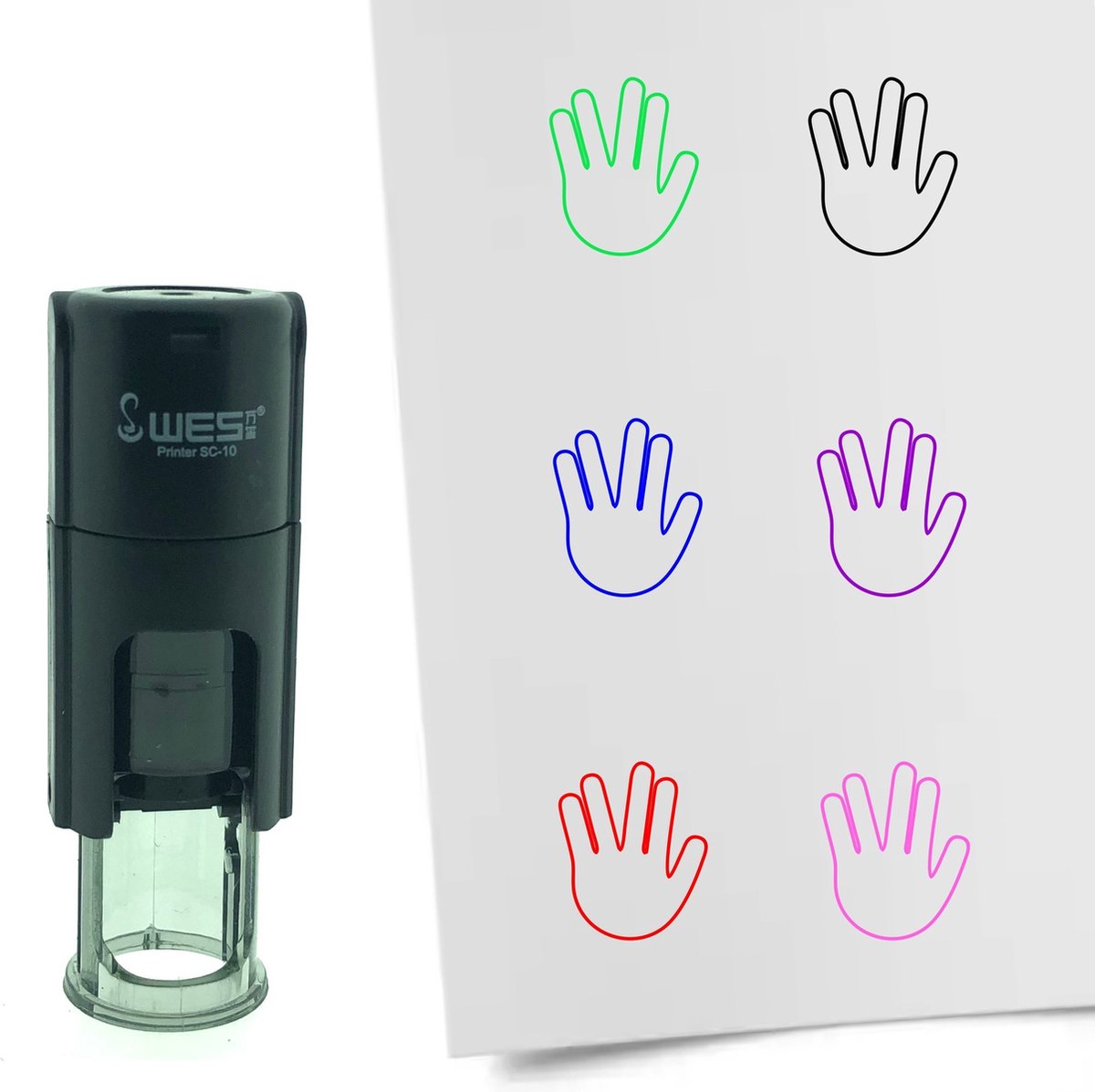 CombiCraft Stempel Mr. Spock Greeting 10mm rond - Blauwe inkt