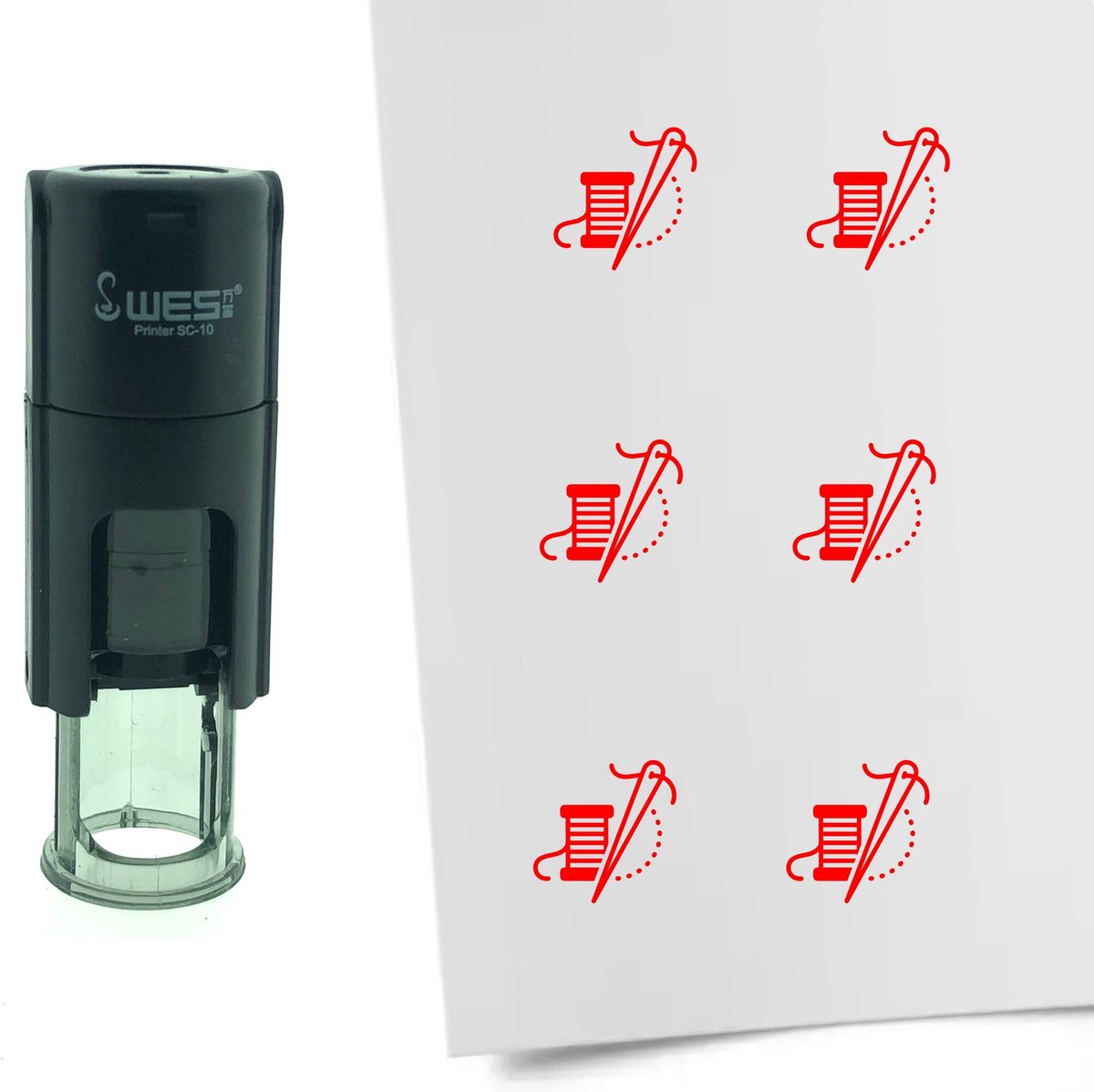 CombiCraft Stempel Naald en Draad 10mm rond - Rode inkt