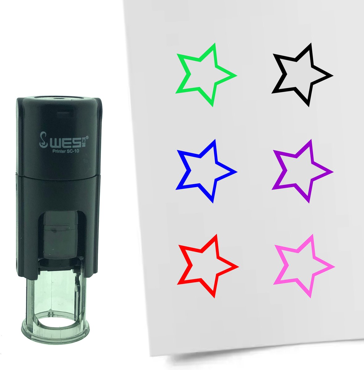 CombiCraft Stempel Open Ster 10mm rond - paarse inkt