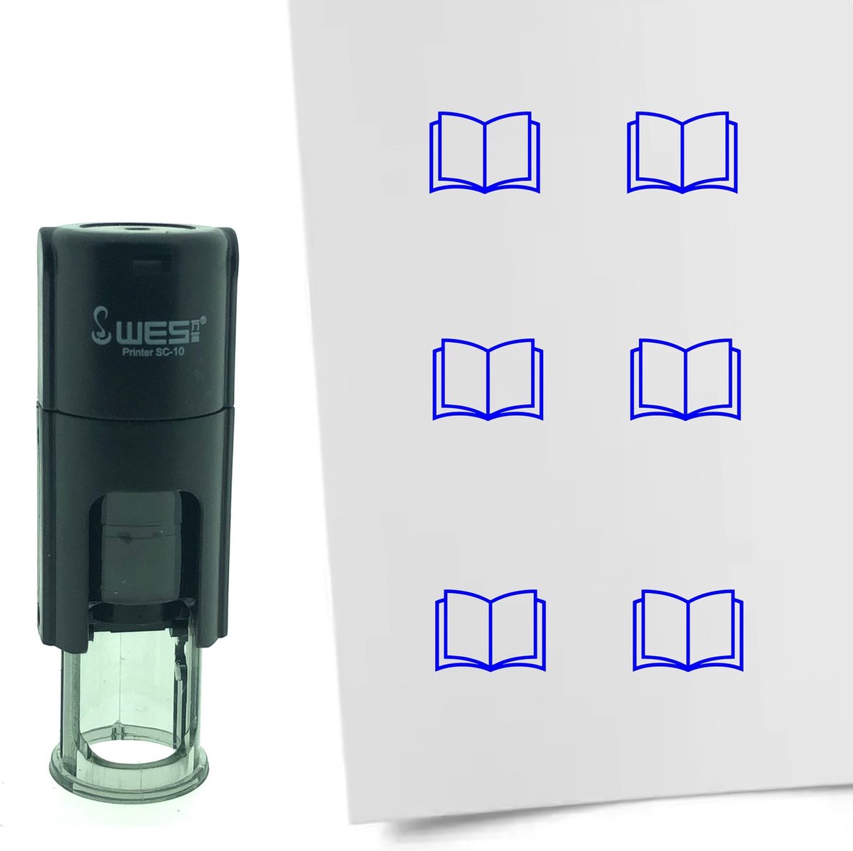 CombiCraft Stempel Open boek 10mm rond - Blauwe inkt