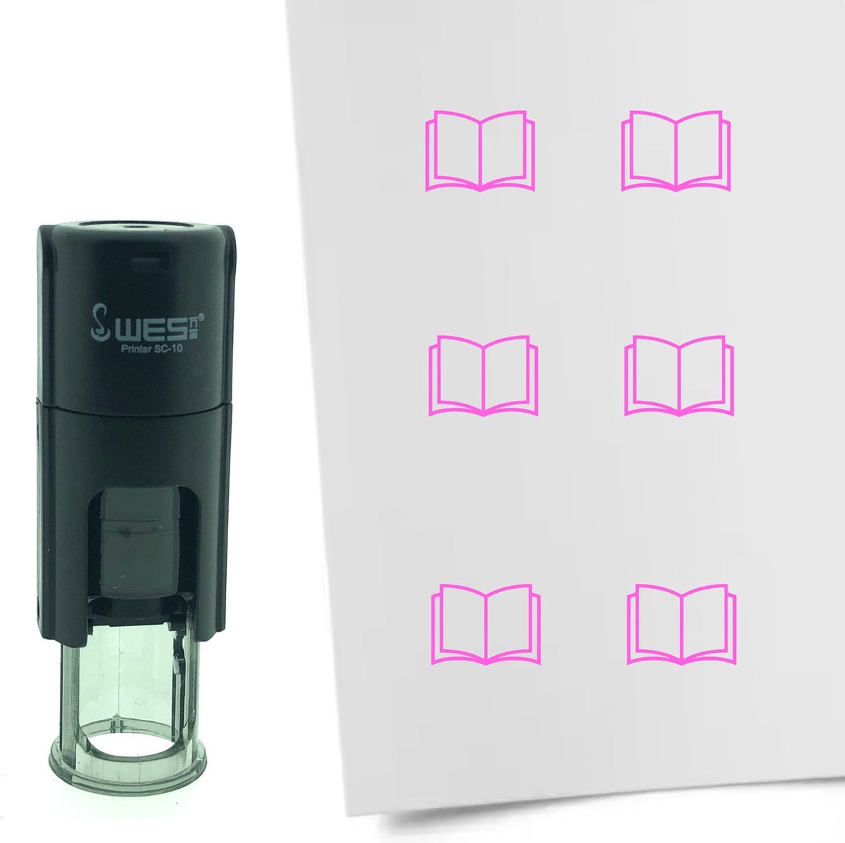 CombiCraft Stempel Open boek 10mm rond - Roze inkt
