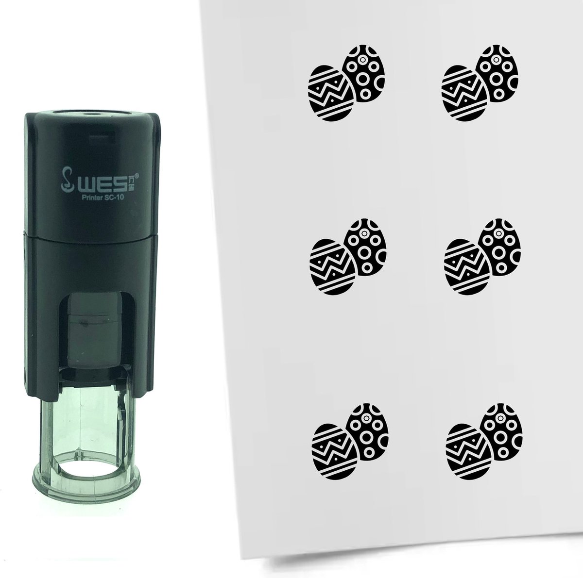 CombiCraft Stempel Paaseieren 10mm rond - zwarte inkt