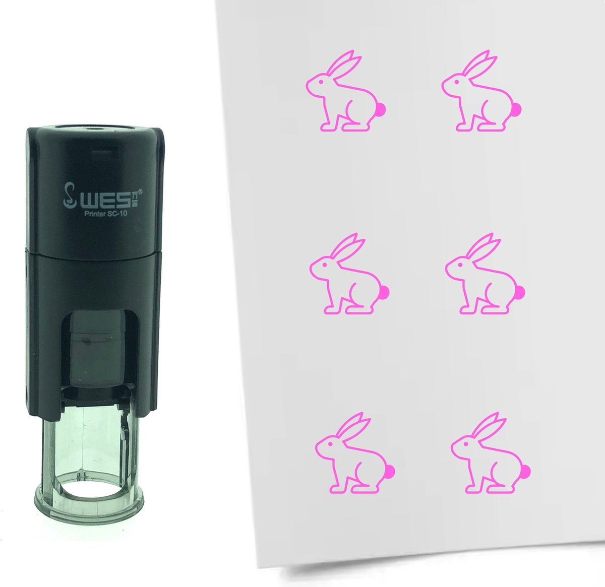 CombiCraft Stempel Paashaas 10mm rond - roze inkt