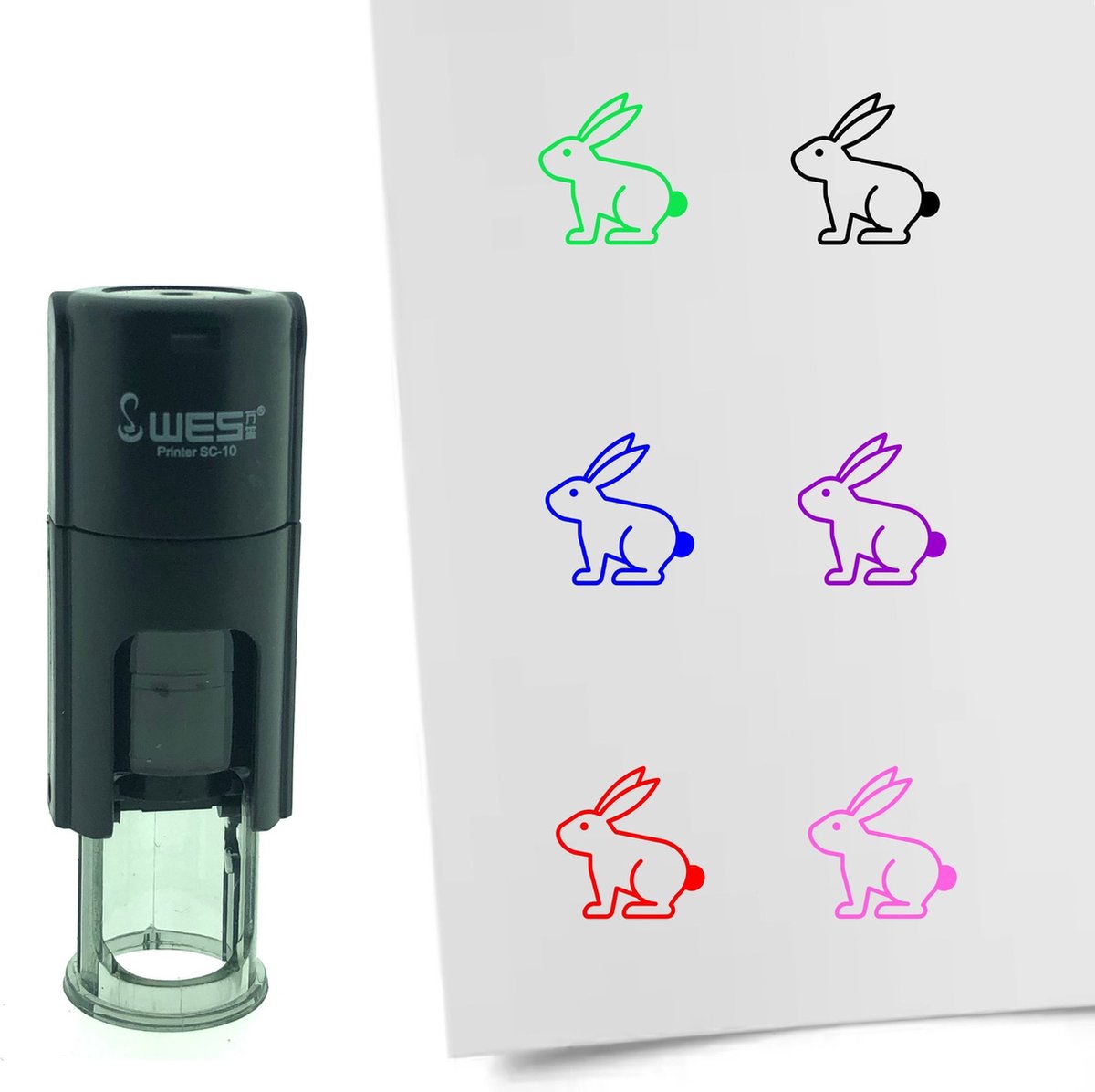 CombiCraft Stempel Paashaas 10mm rond - zwarte inkt