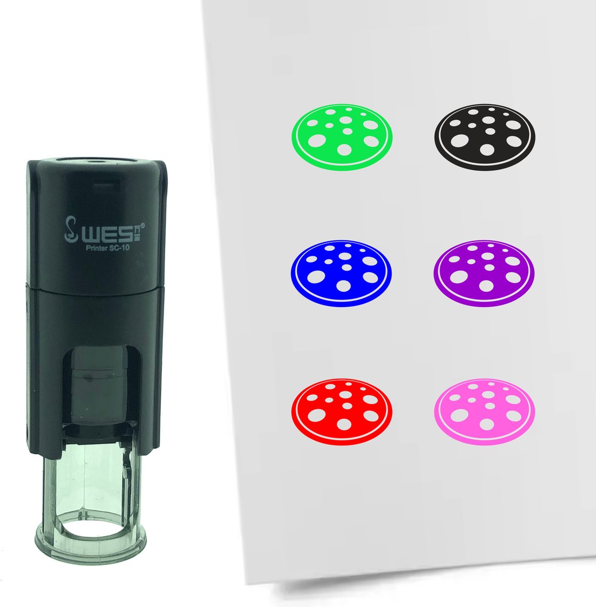 CombiCraft Stempel Pizza 10mm rond - rode inkt