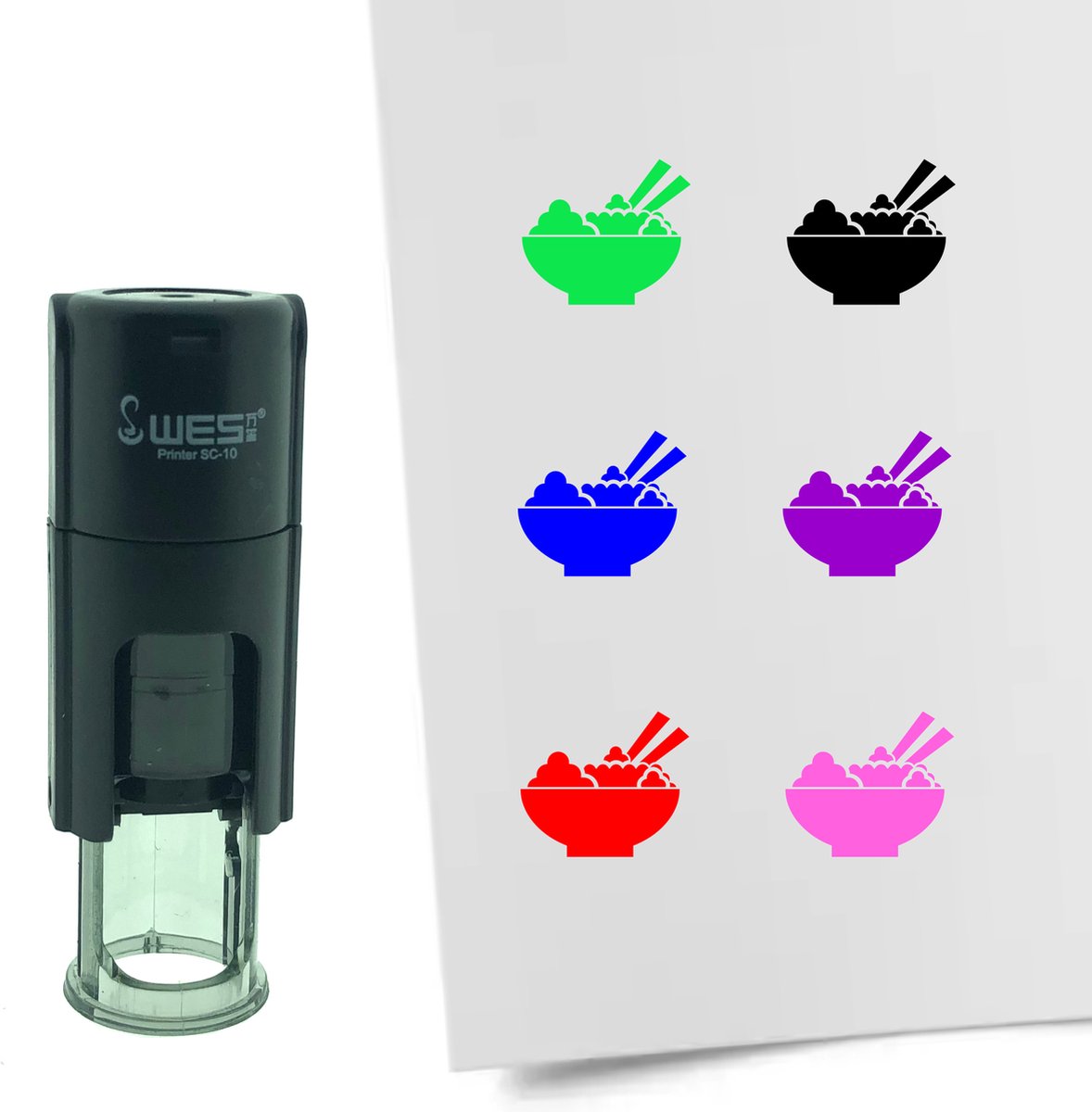 CombiCraft Stempel Rijstbol 10mm rond - blauwe inkt