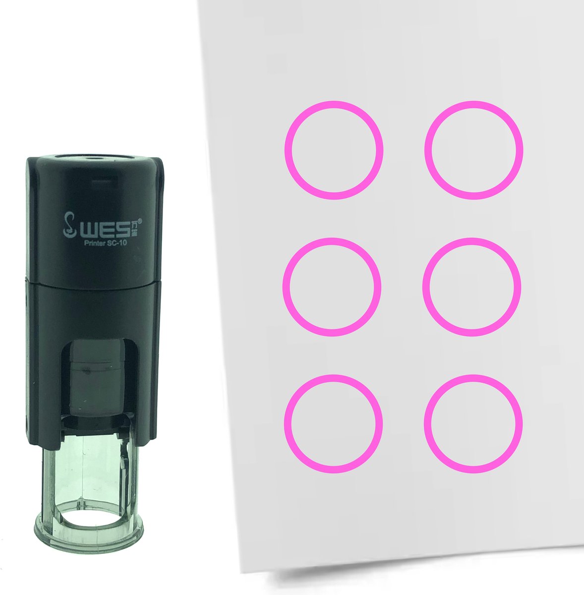 CombiCraft Stempel Rondje 10mm rond - roze inkt