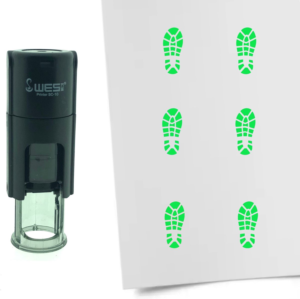 CombiCraft Stempel Schoenafdruk 10mm rond - groene inkt