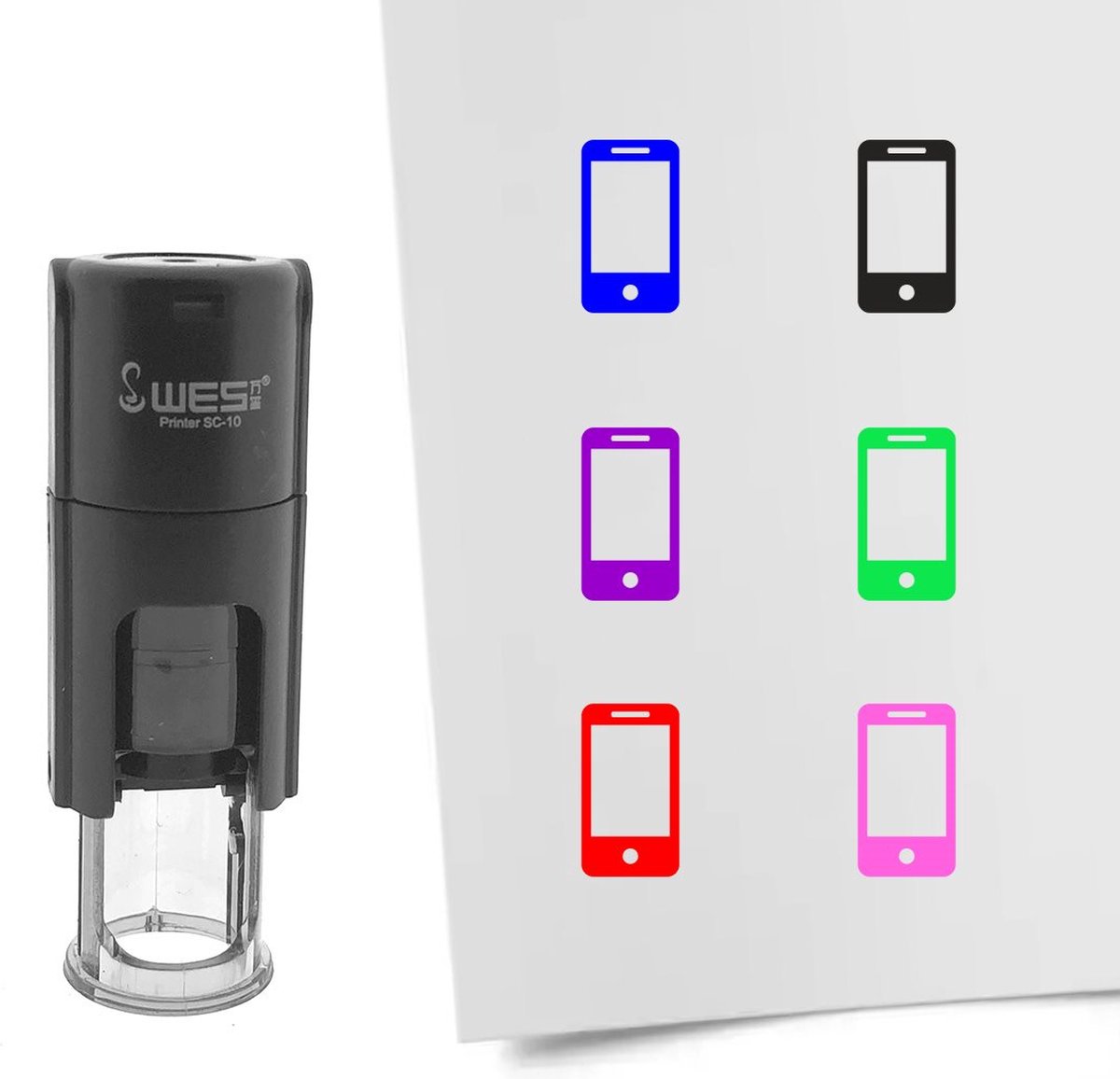 CombiCraft Stempel Smartphone 10mm rond - Groene inkt