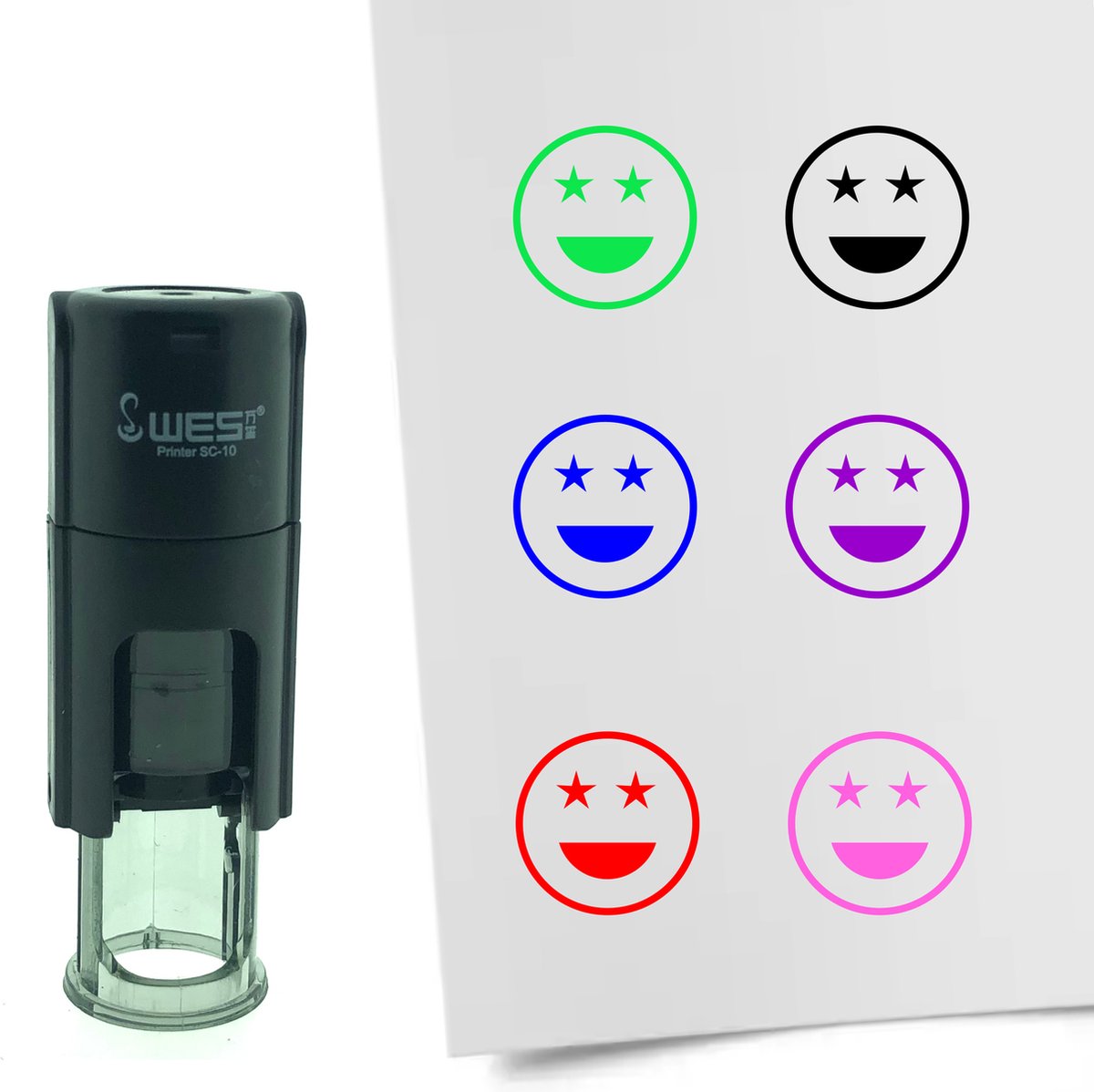CombiCraft Stempel Smiley Trots 10mm rond - Zwarte inkt
