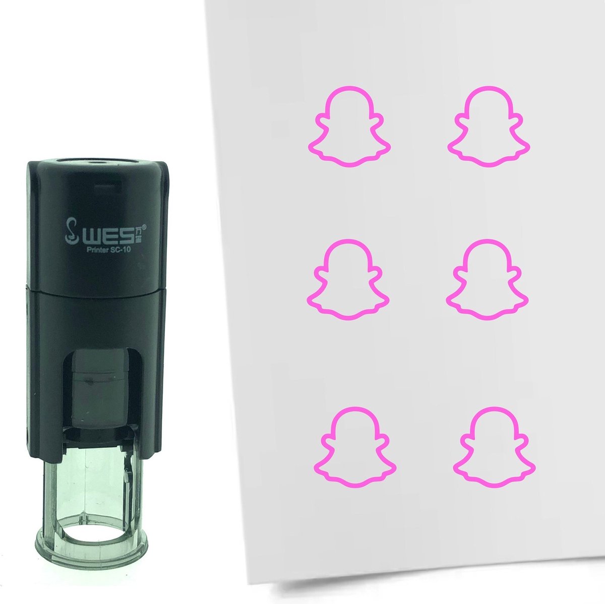 CombiCraft Stempel Snapchat logo 10mm rond - Roze inkt