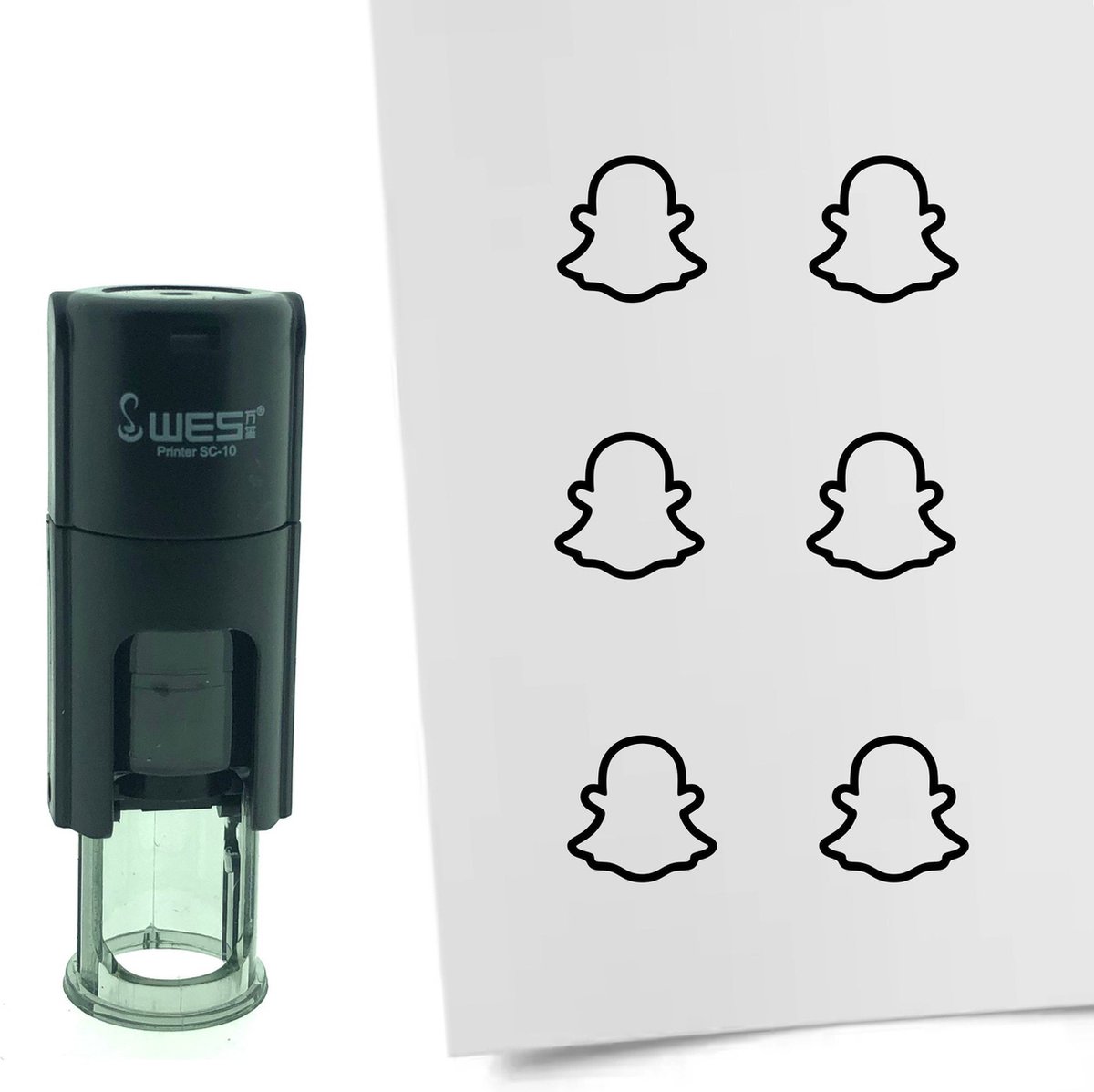 CombiCraft Stempel Snapchat logo 10mm rond - Zwarte inkt