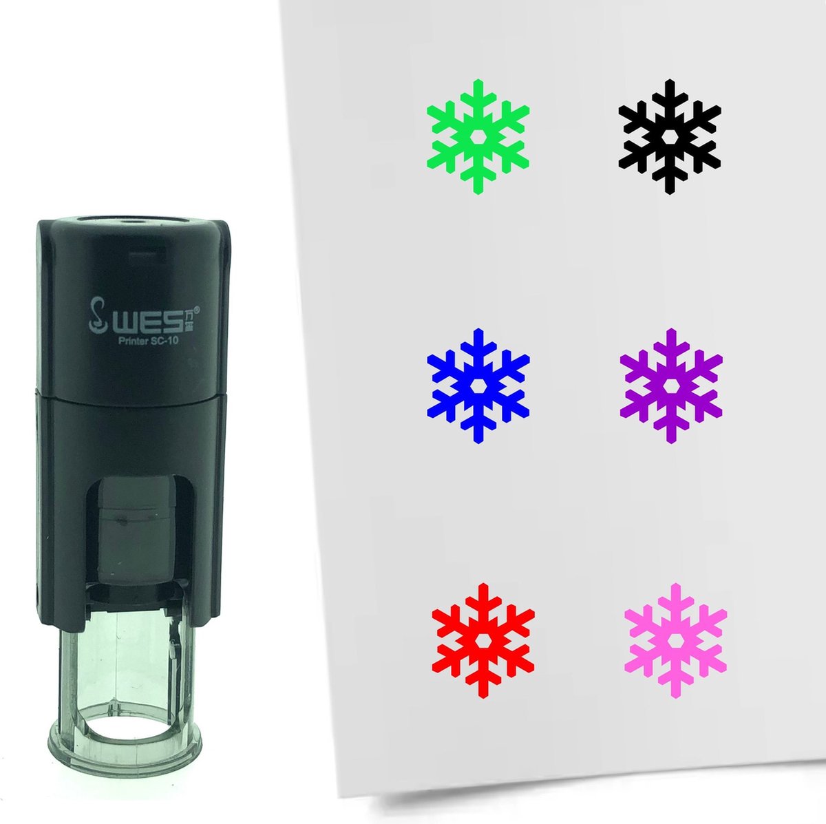 CombiCraft Stempel Sneeuwvlok 10mm rond - groene inkt