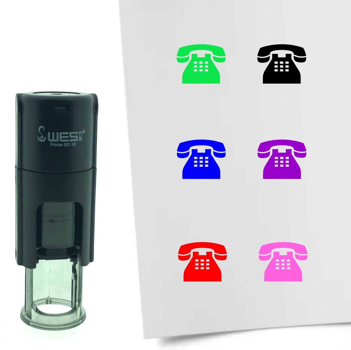 CombiCraft Stempel Telefoon 10mm rond - Rode inkt