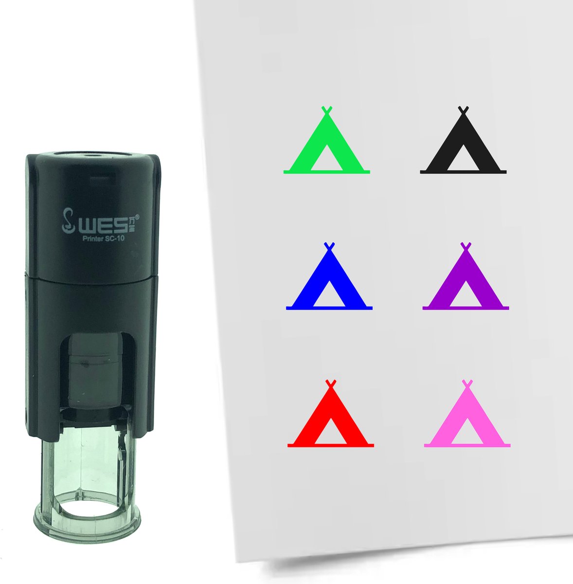 CombiCraft Stempel Tent 10mm rond - blauwe inkt