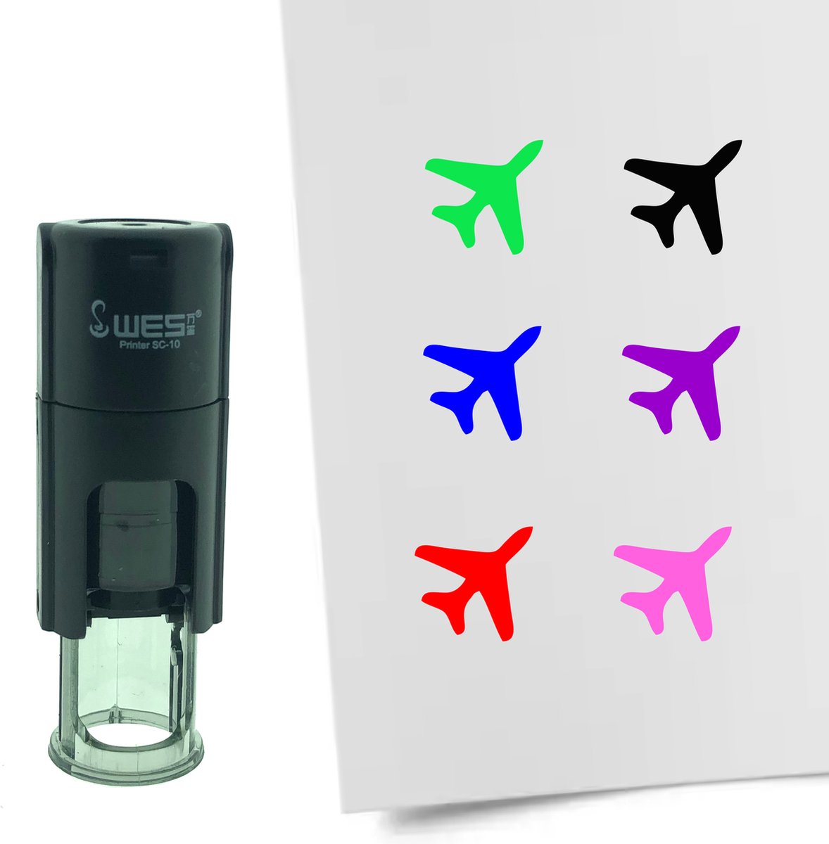 CombiCraft Stempel Vliegtuig 10mm rond - rode inkt