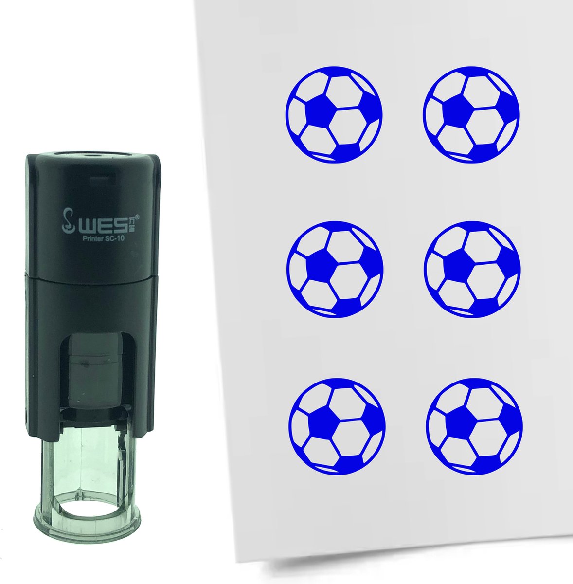 CombiCraft Stempel Voetbal 10mm rond - blauwe inkt