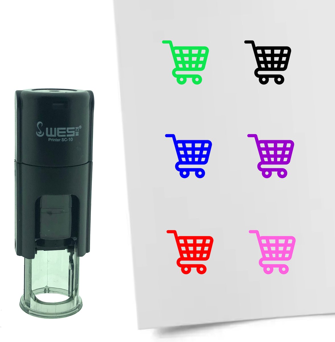 CombiCraft Stempel Winkelwagen 10mm rond - roze inkt