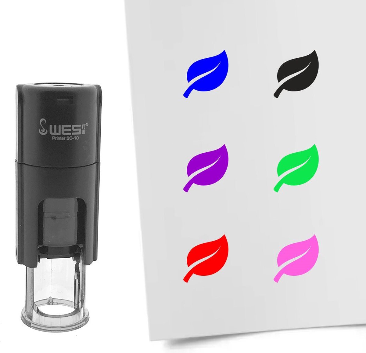 CombiCraft Stempel blaadje 10mm rond blauwe inkt - per 1 stuk