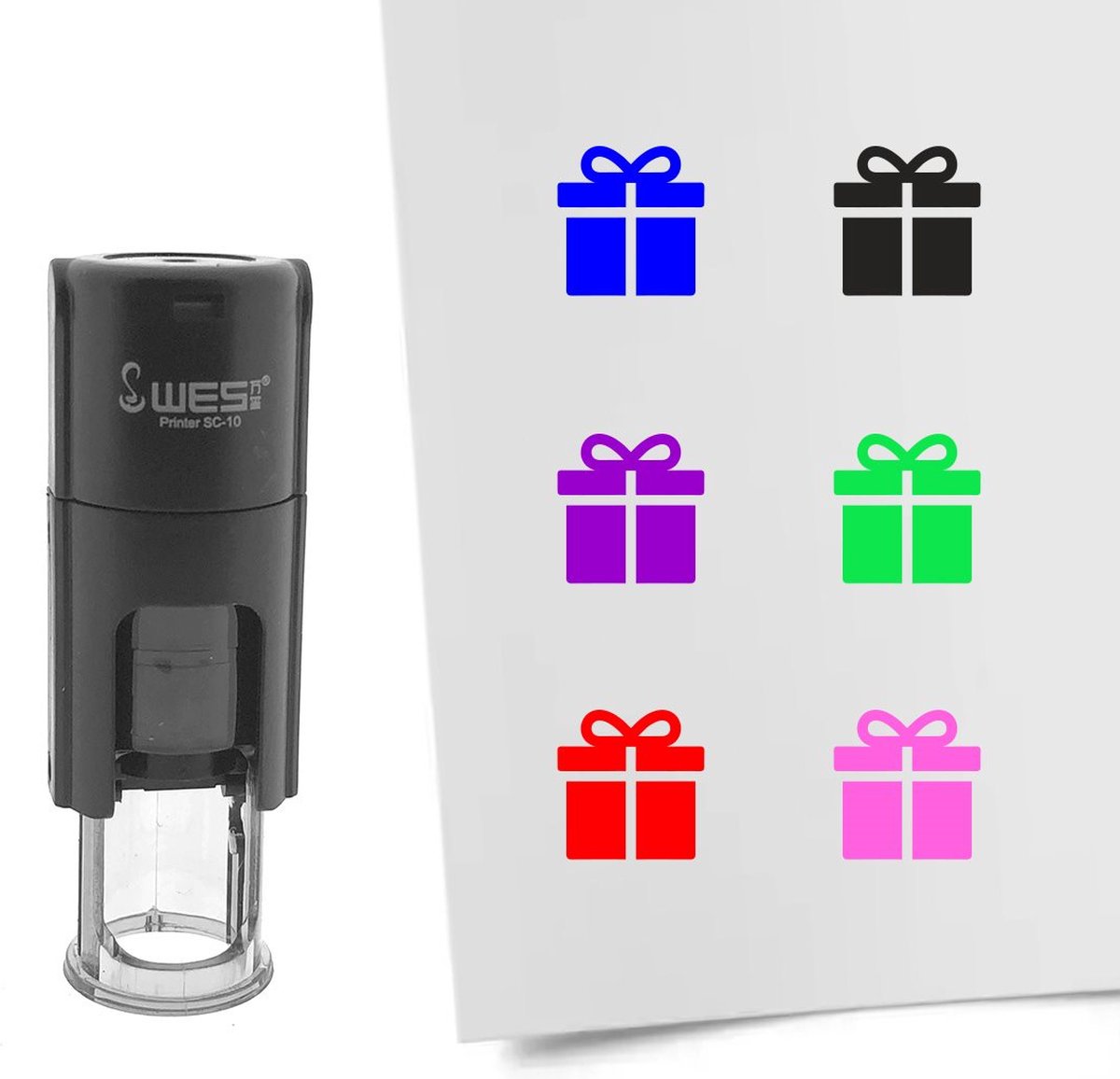 CombiCraft Stempel cadeau 10mm rond paarse inkt - per 1 stuk