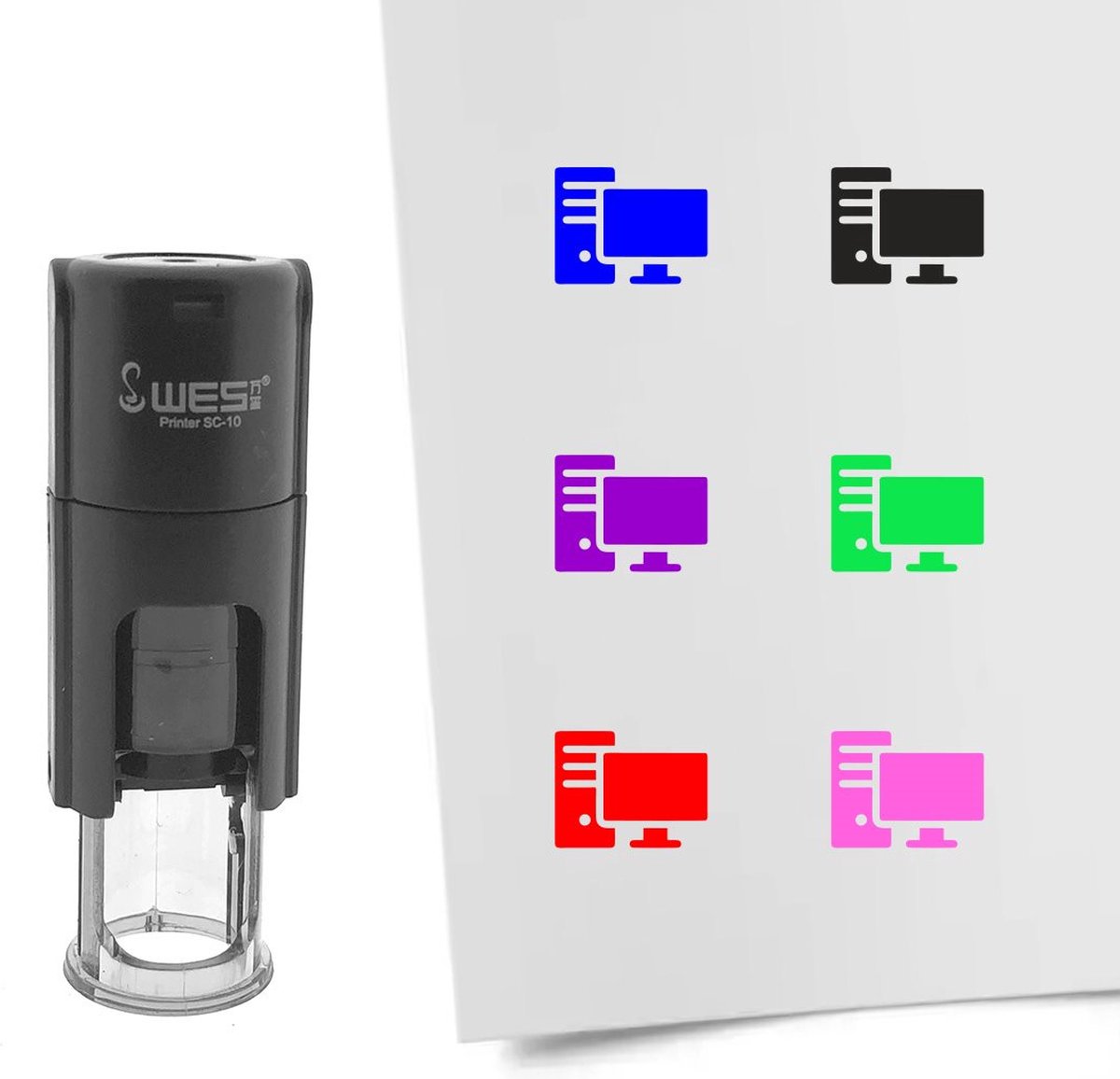 CombiCraft Stempel computer 10mm rond zwarte inkt - per 1 stuk