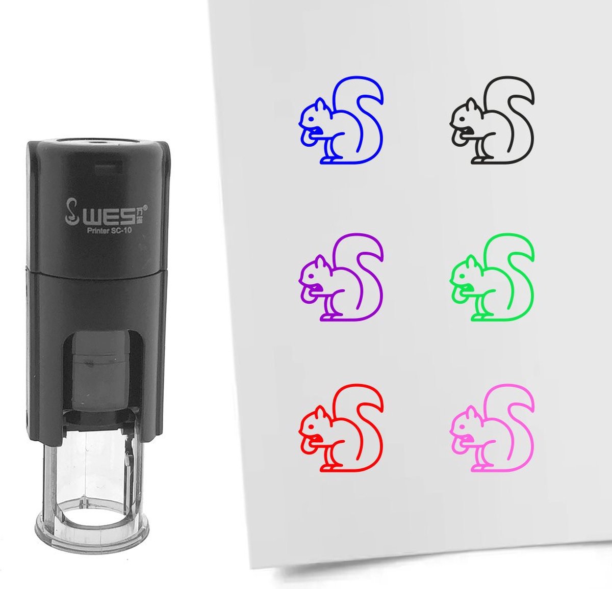 CombiCraft Stempel eekhoorn 10mm rond rode inkt - per 1 stuk