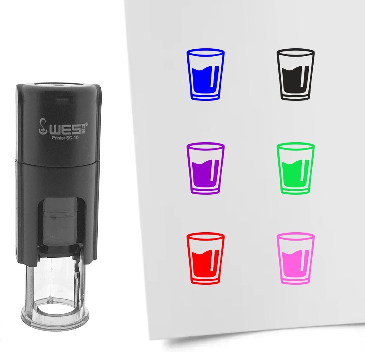 CombiCraft Stempel glas water 10mm rond rode inkt - 1 stuk