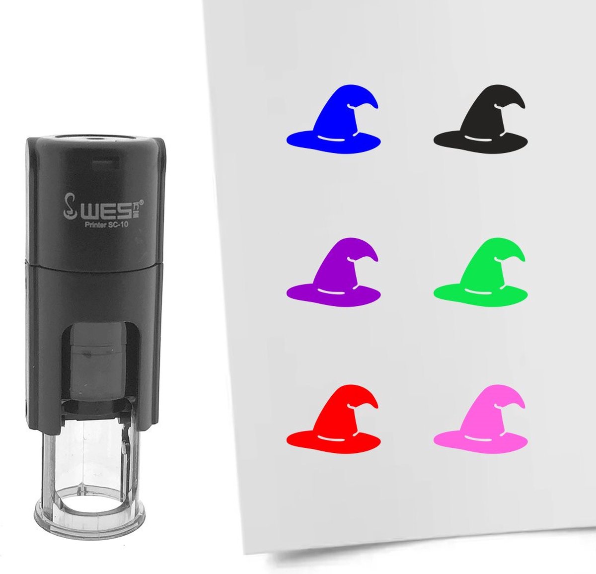 CombiCraft Stempel heksenhoed 10mm rond zwarte inkt - per 1 stuk