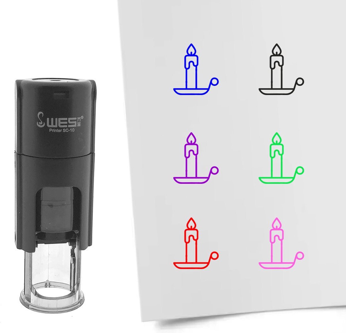 CombiCraft Stempel kaars 10mm rond paarse inkt - per 1 stuk