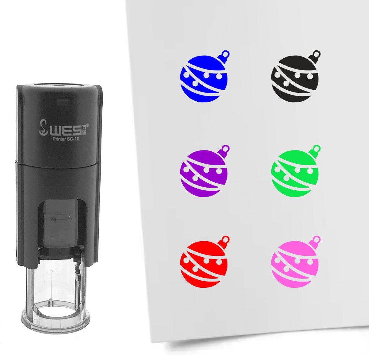 CombiCraft Stempel kerstbal 10mm rond groene inkt - per 1 stuk