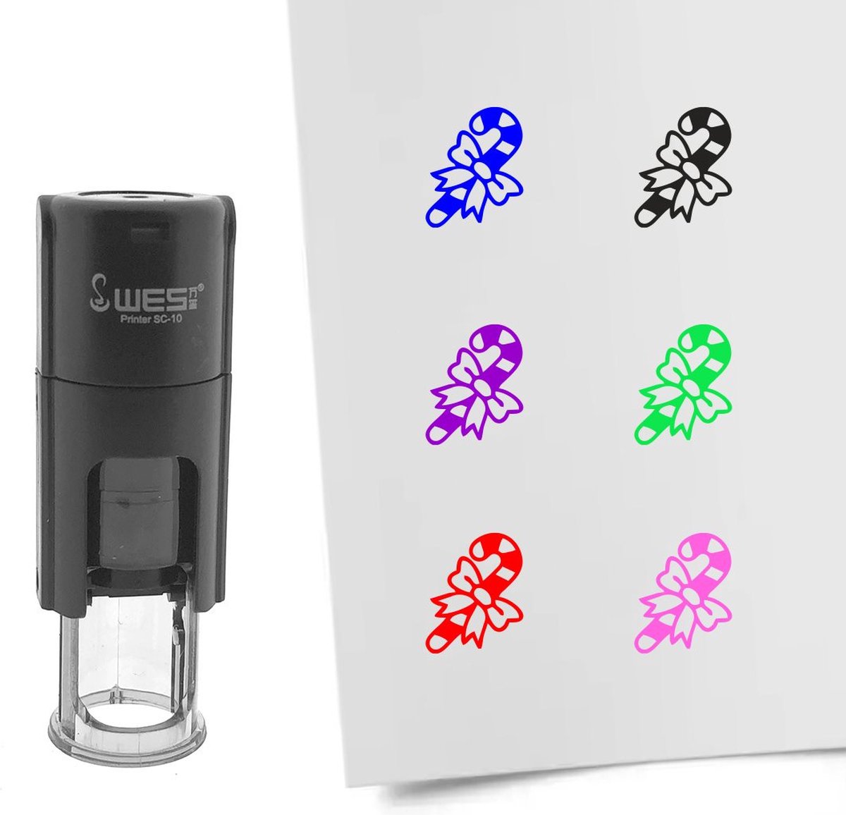CombiCraft Stempel kerststok 10mm rond roze inkt - per 1 stuk