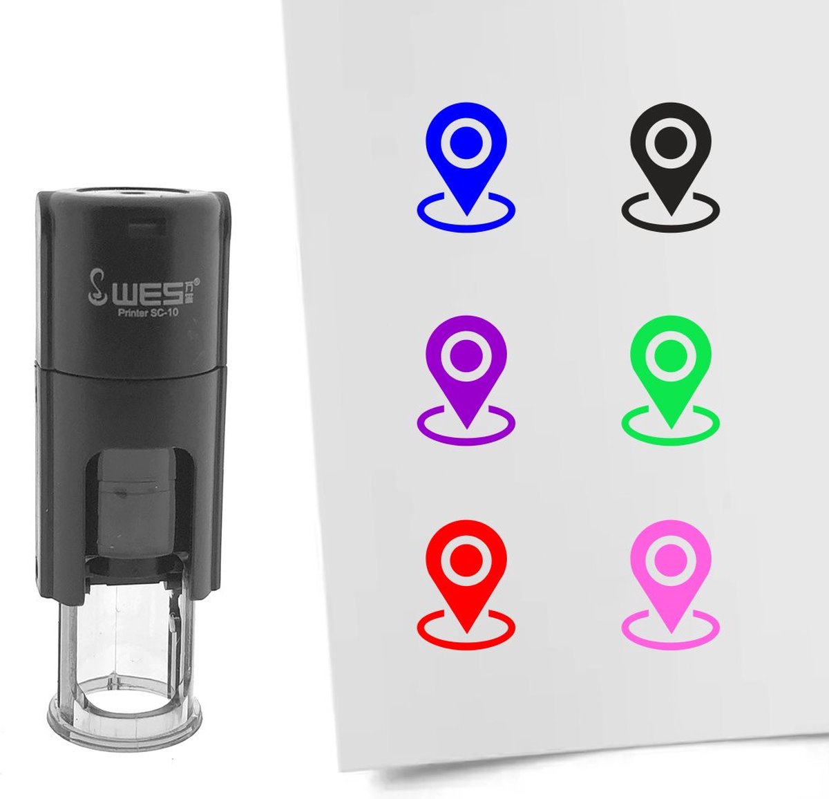 CombiCraft Stempel locatie pin 10mm rond - zwarte inkt - per 1 stuk