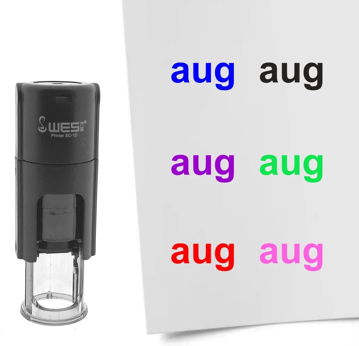 CombiCraft Stempel maand augustus 10mm rond rode inkt - per 1 stuk