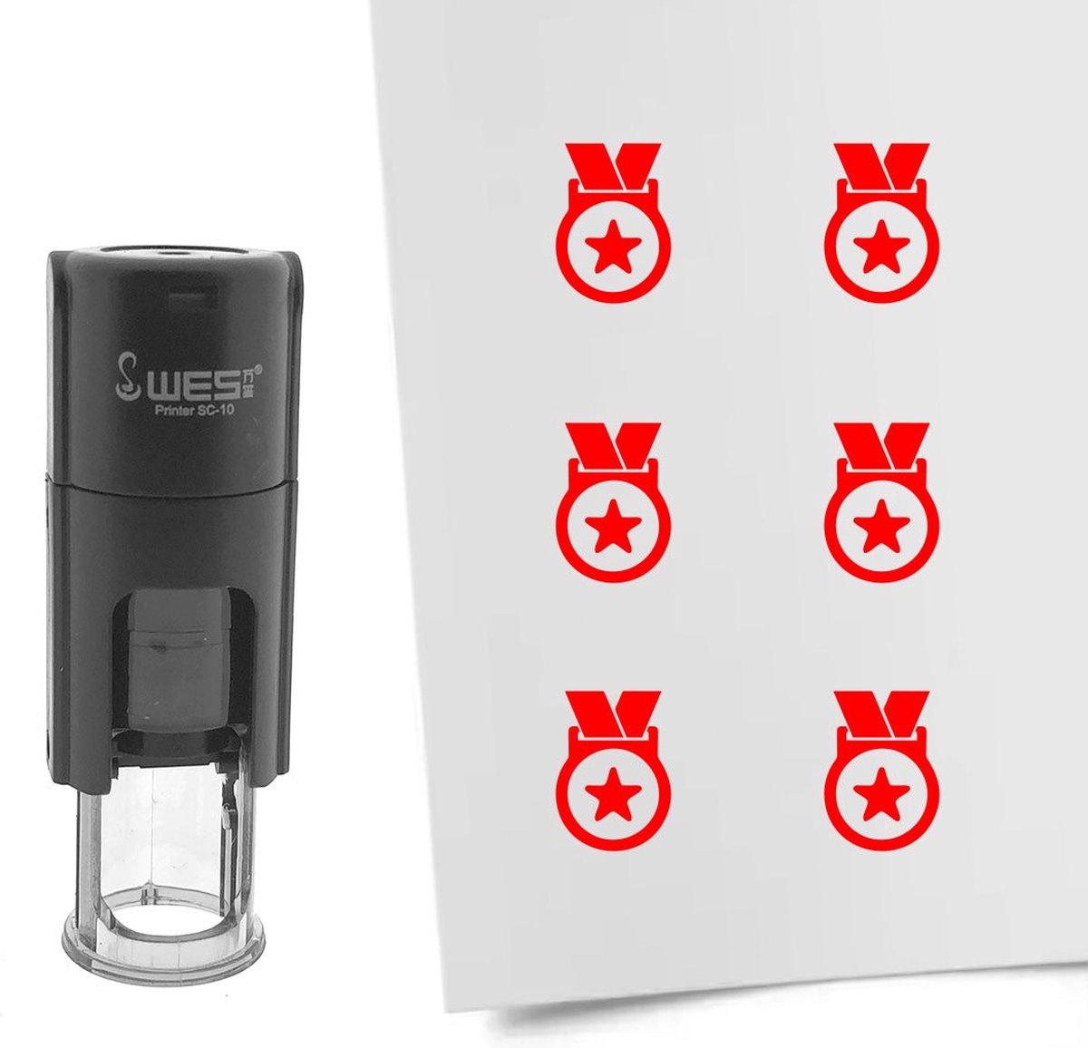 CombiCraft Stempel medaille 10mm rond roze inkt - per 1 stuk