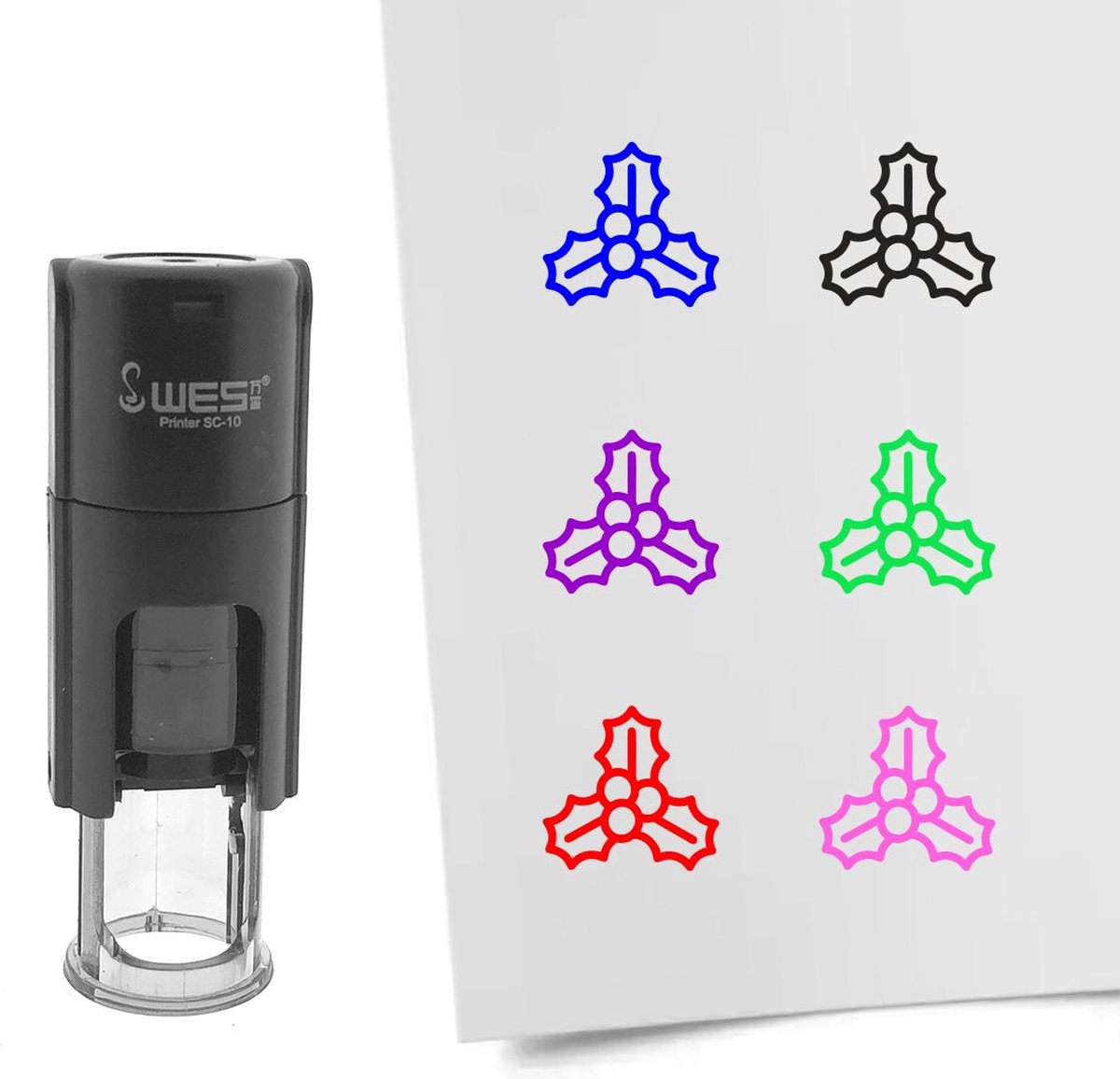 CombiCraft Stempel mistletoe 10mm rond zwarte inkt - per 1 stuk