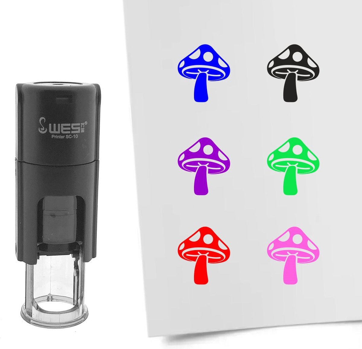 CombiCraft Stempel paddenstoel 10mm rond blauwe inkt - per 1 stuk