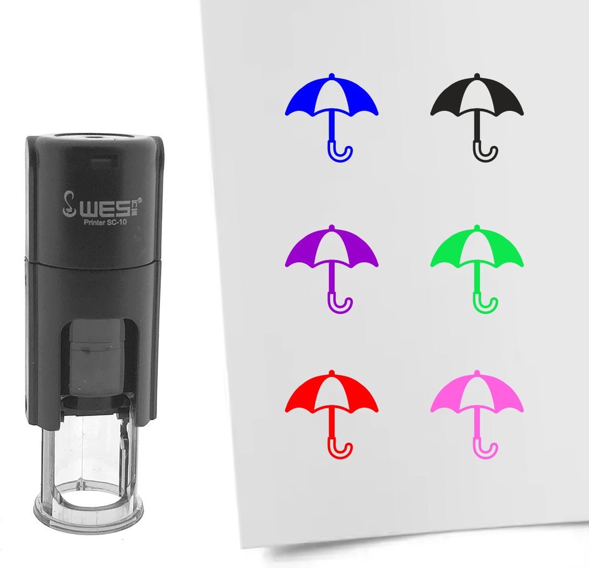 CombiCraft Stempel paraplu 10mm rond zwarte inkt - per 1 stuk