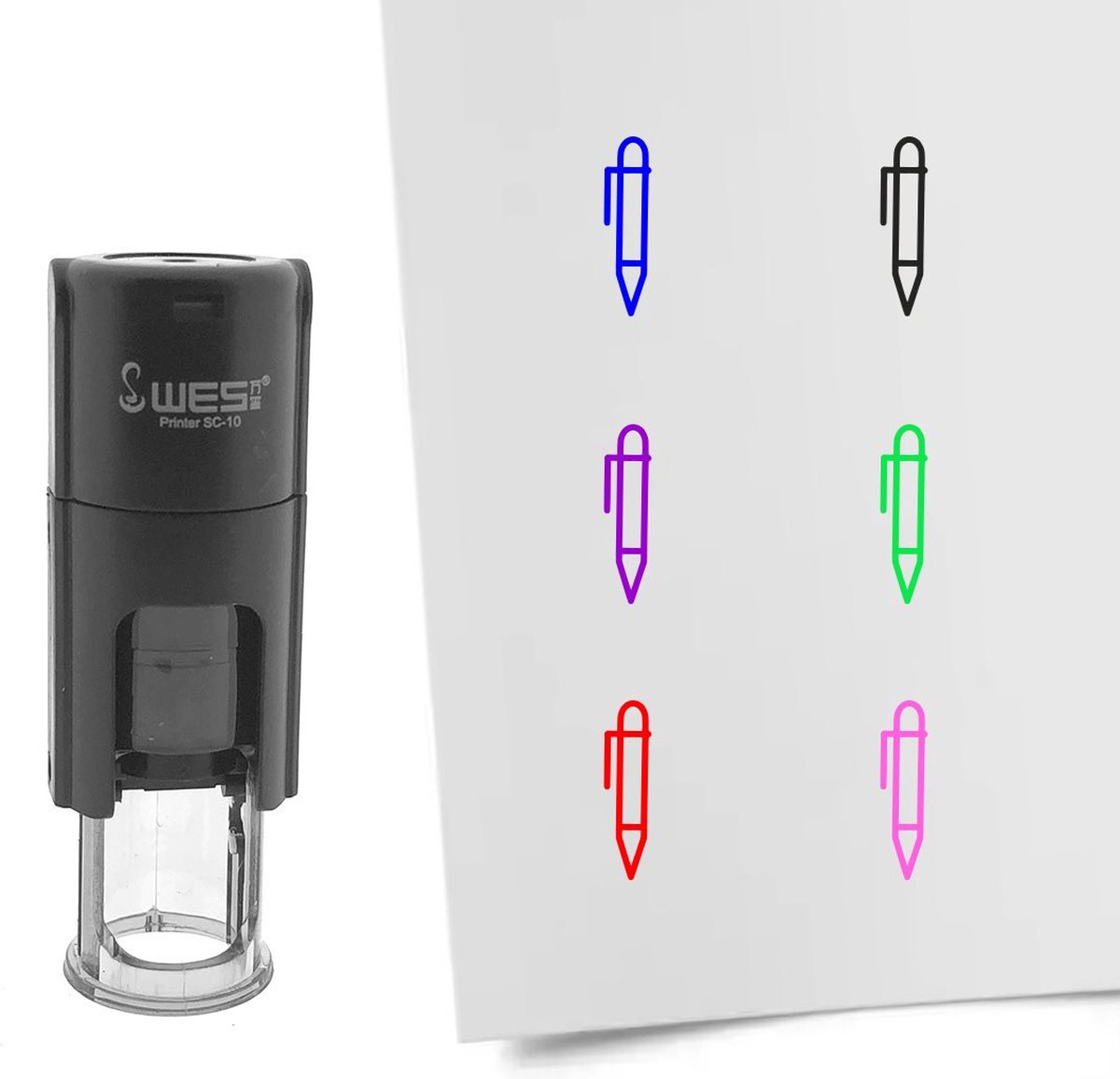 CombiCraft Stempel pen 10mm rond blauwe inkt - per 1 stuk