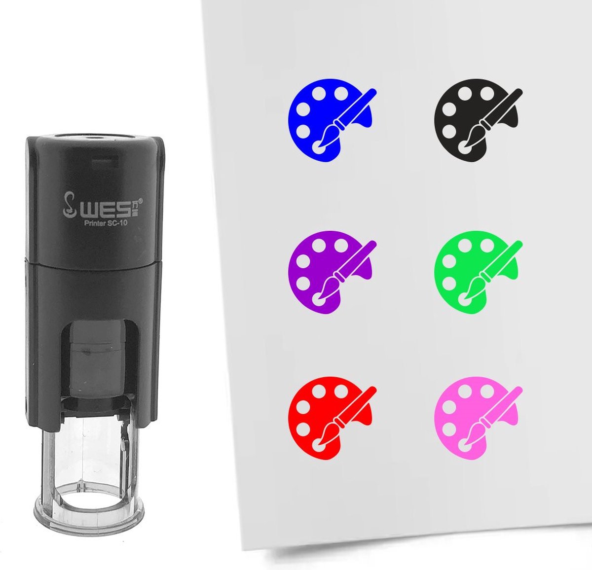 CombiCraft Stempel schilderspalet 10mm rond paarse inkt - per 1 stuk