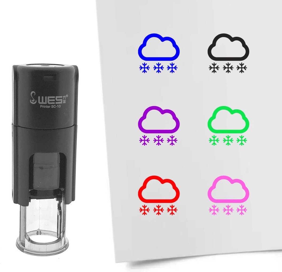 CombiCraft Stempel sneeuw 10mm rond zwarte inkt - per 1 stuk