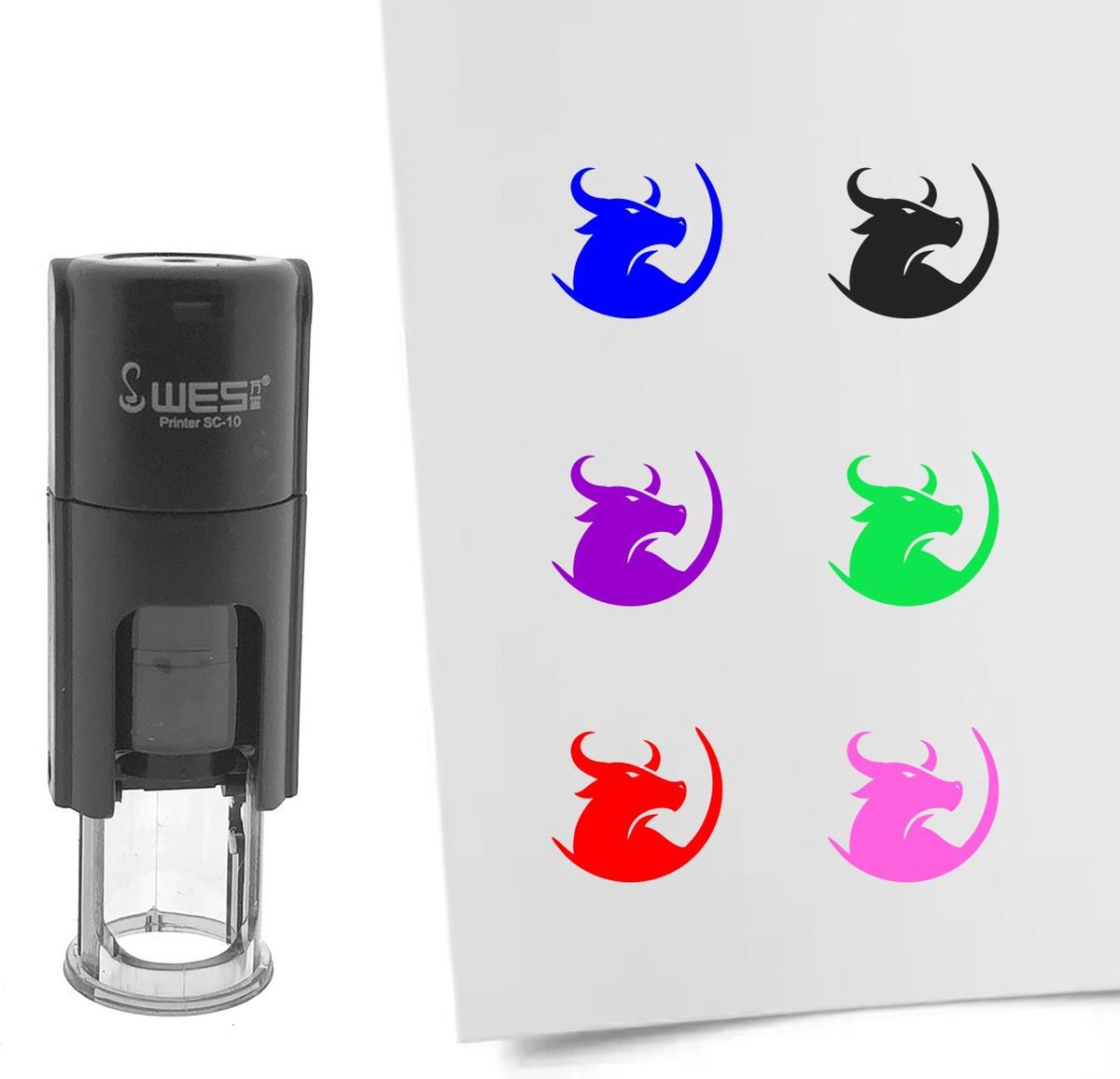 CombiCraft Stempel stier 10mm rond paarse inkt - per 1 stuk