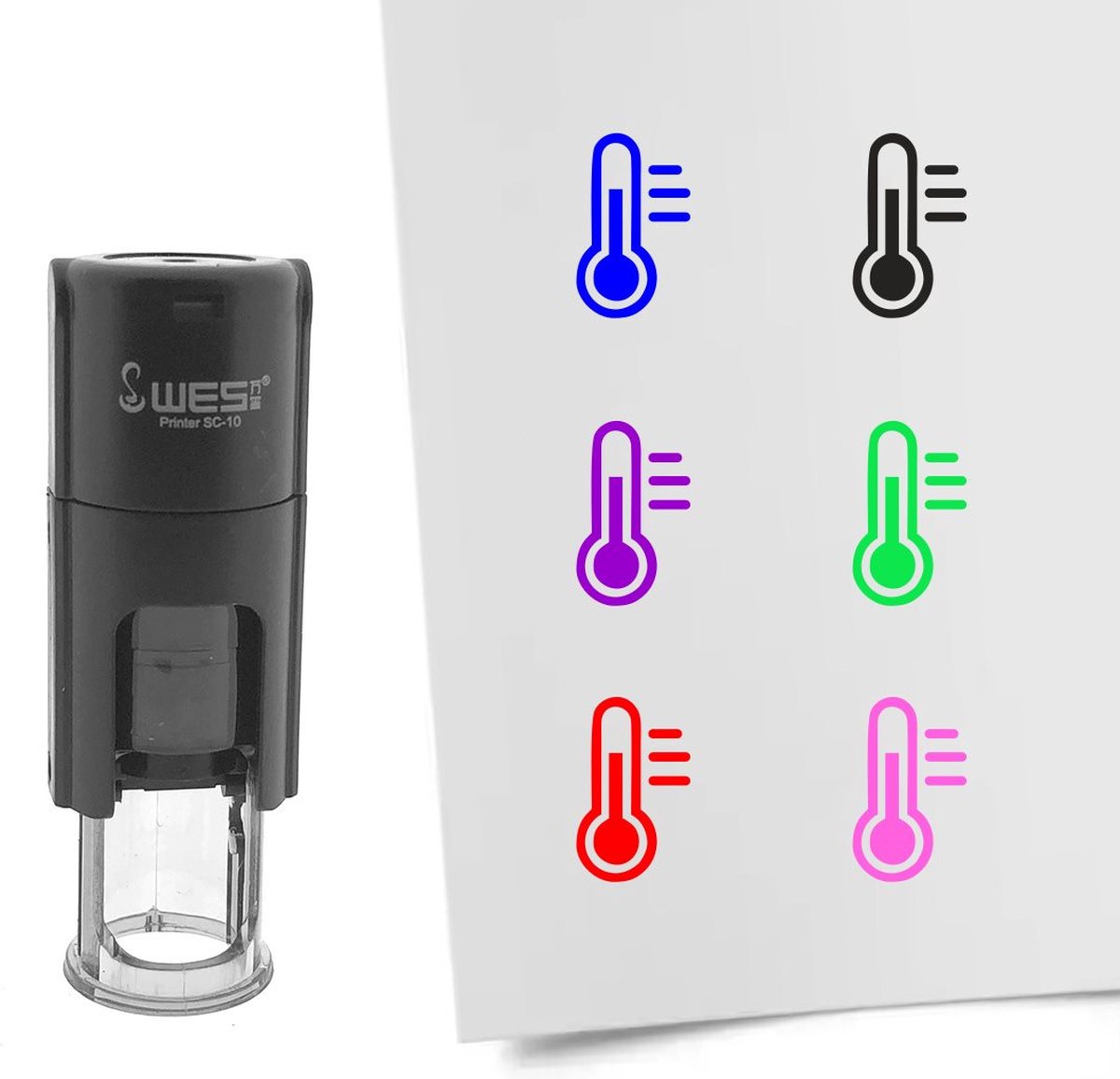 CombiCraft Stempel temperatuurmeter 10mm rond zwarte inkt - per 1 stuk